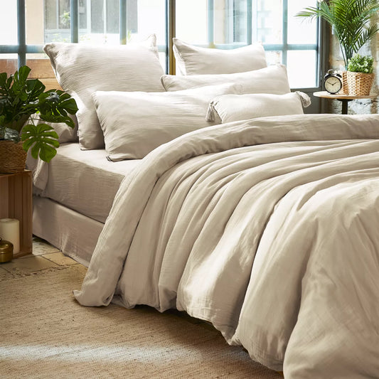 GAIA - Linge de lit gaze de coton Beige Pampa