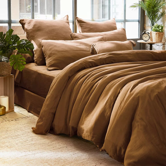 GAIA - Linge de lit gaze de coton Camel