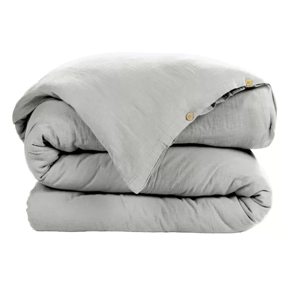 GAIA - Linge de lit gaze de coton gris Nuage