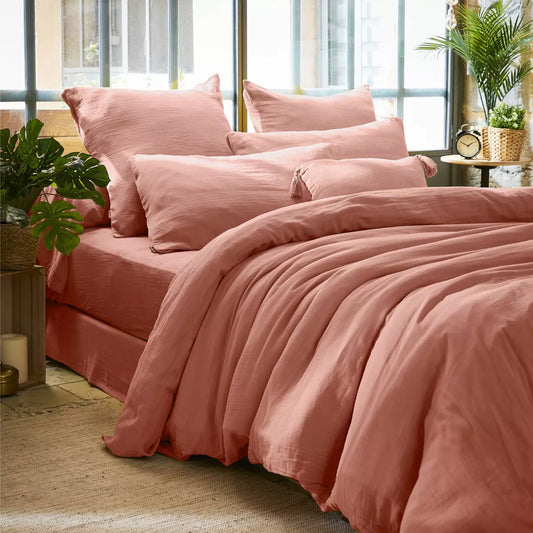GAIA - Linge de lit gaze de coton Rose pêche