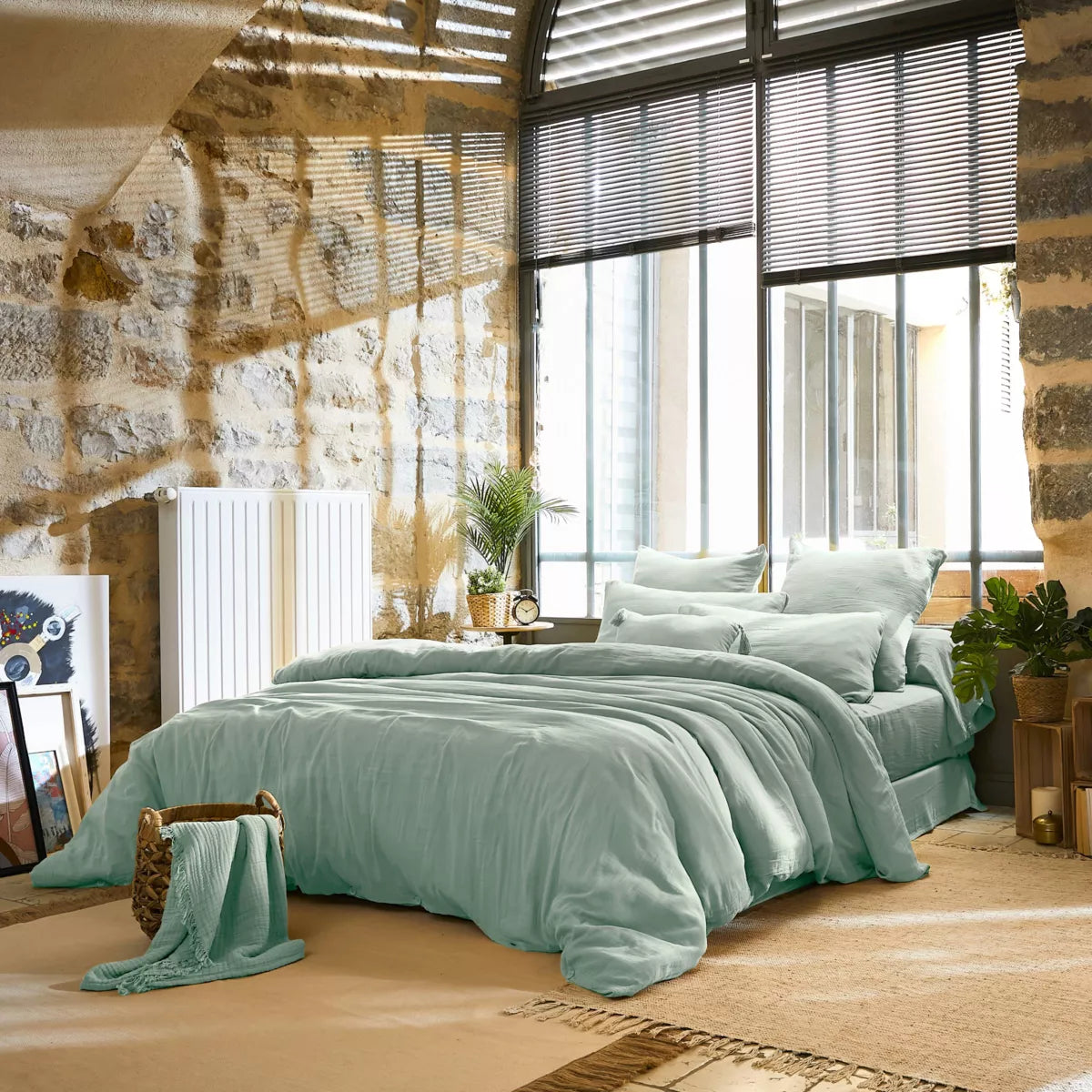GAIA - Linge de lit gaze de coton Céladon Eucalyptus