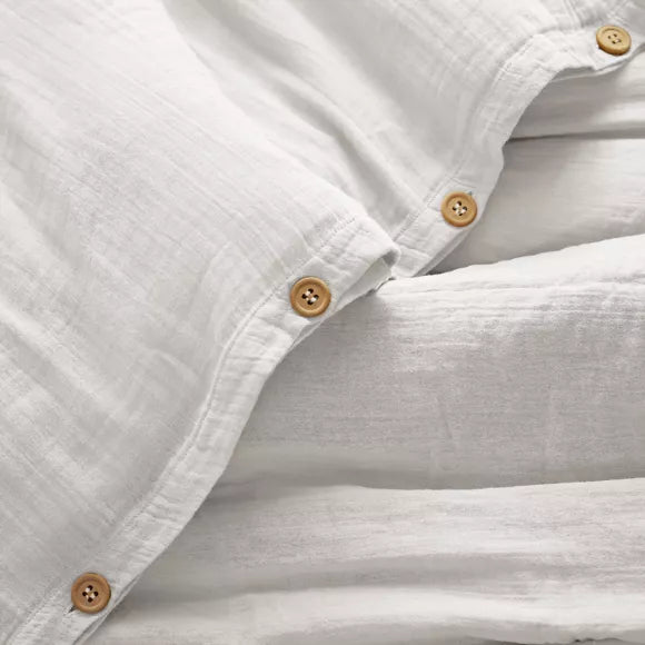 GAIA - Linge de lit gaze de coton Blanc Chantilly