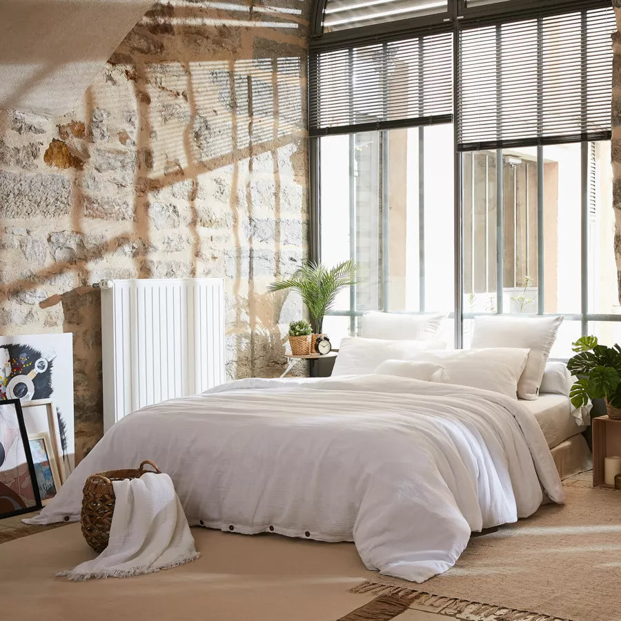 GAIA - Linge de lit gaze de coton Blanc Chantilly