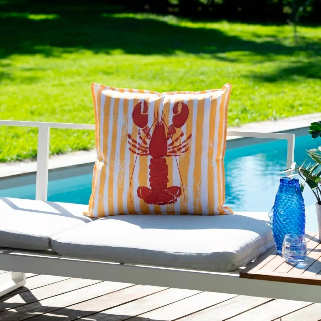 HOMARD Housse de coussin carré extérieur orange/rouge