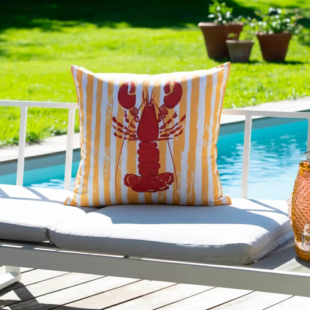 HOMARD Housse de coussin carré XL  extérieur orange/rouge