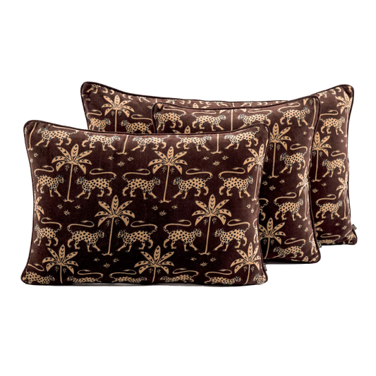 BERIA Housse de coussin velours Ganache