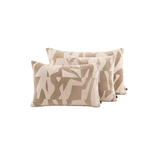 MILTON Housse de coussin velours et broderie Lin