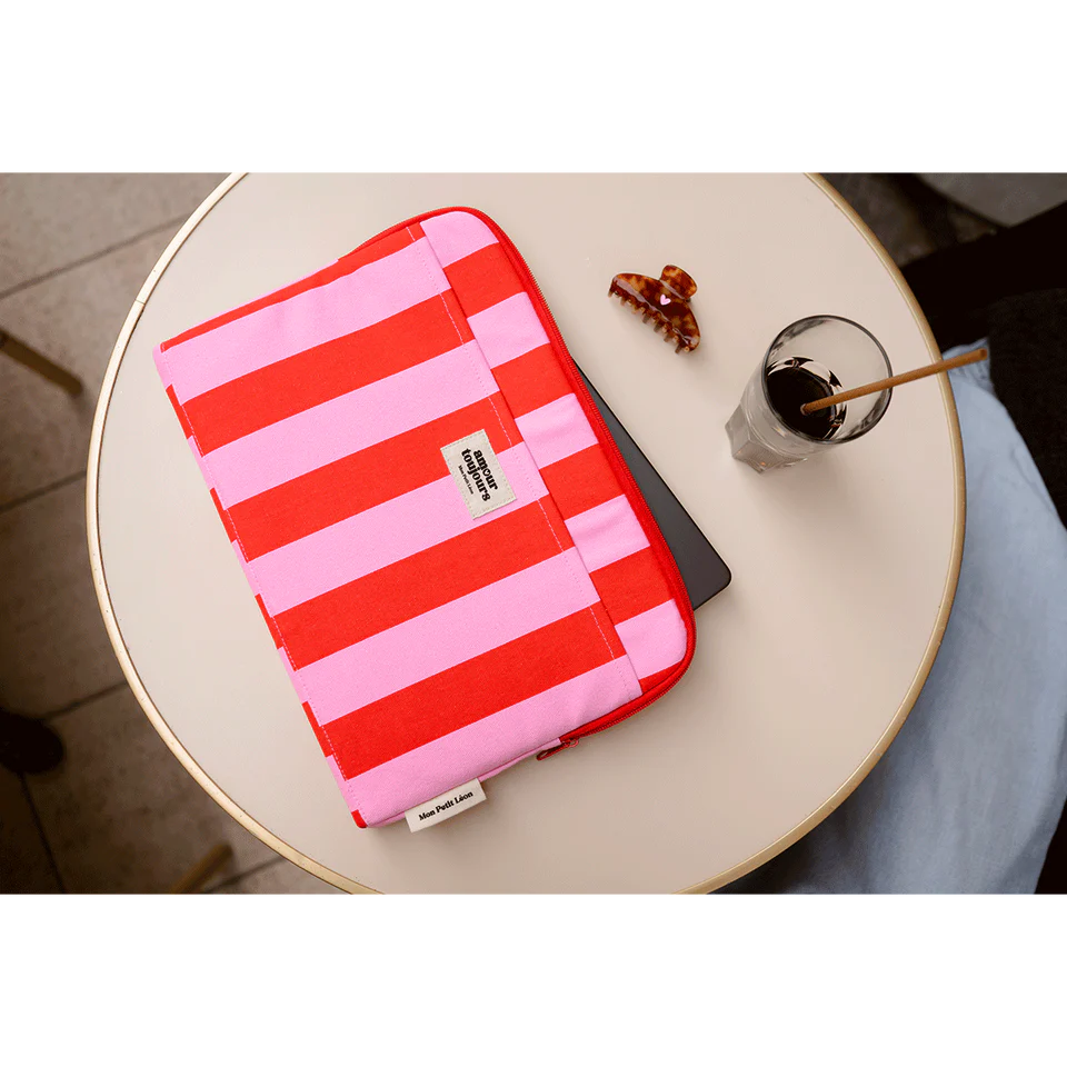 Housse d'ordinateur Rayures rose et rouge