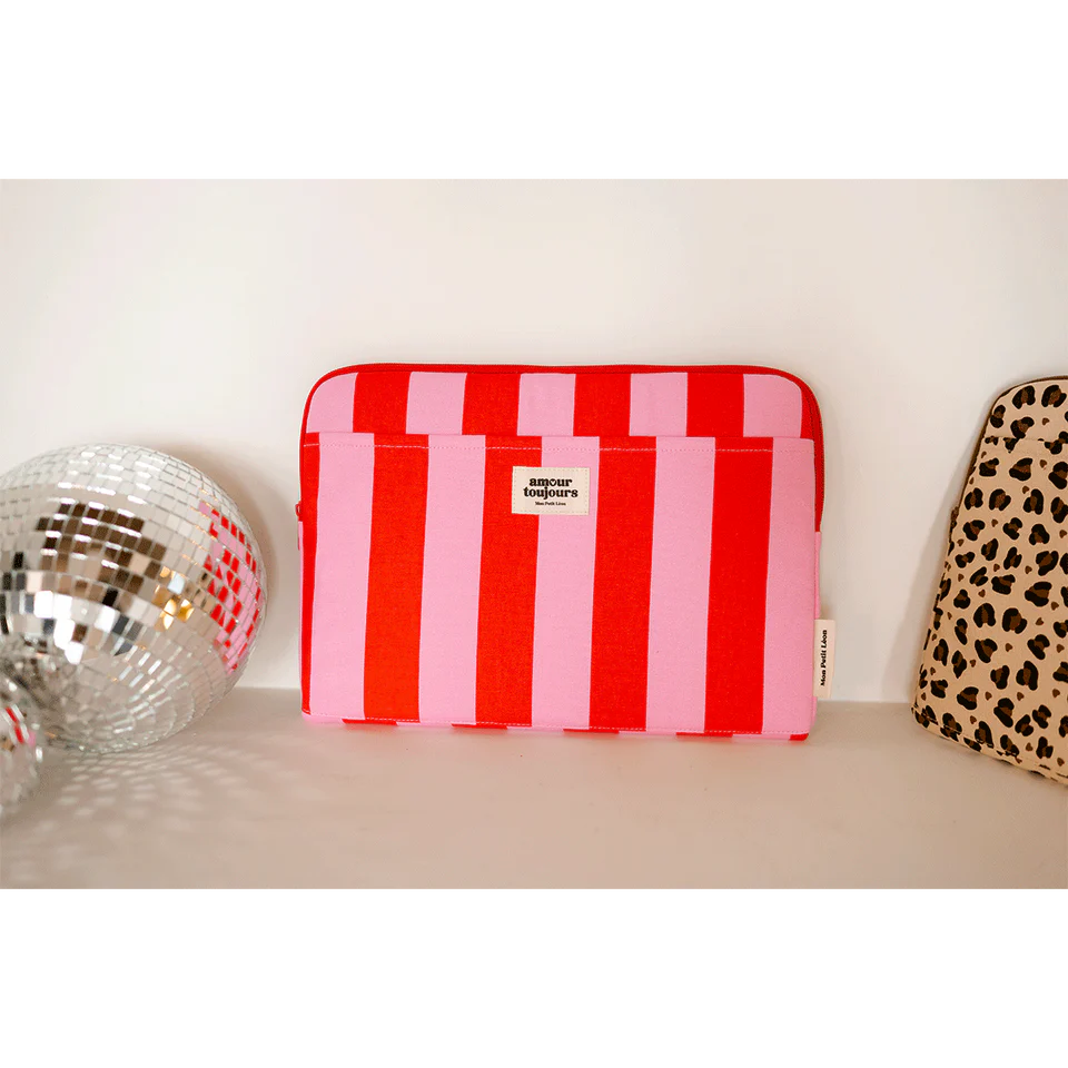 Housse d'ordinateur Rayures rose et rouge