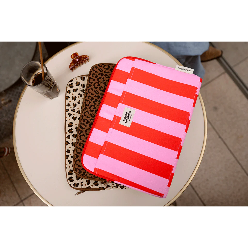 Housse d'ordinateur Rayures rose et rouge