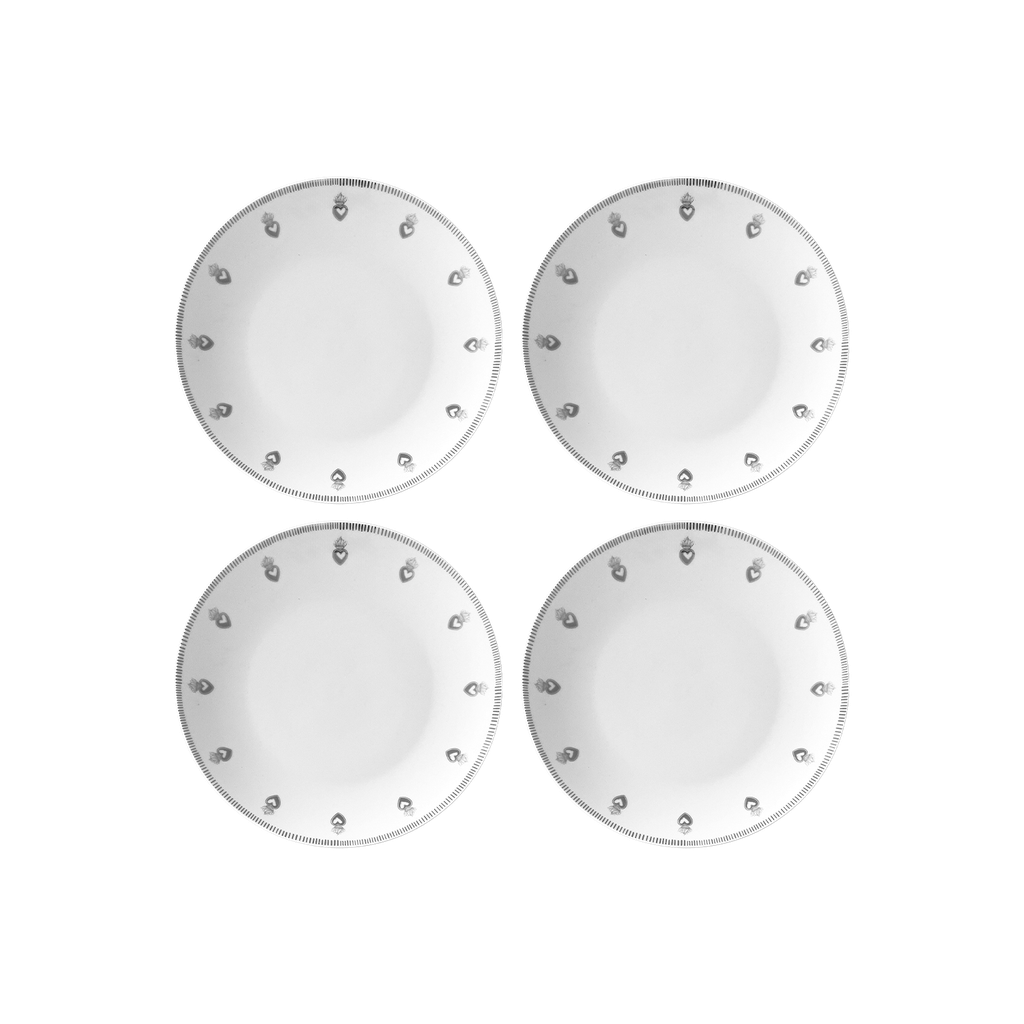 EX VOTO Set de 4 assiettes plates noir