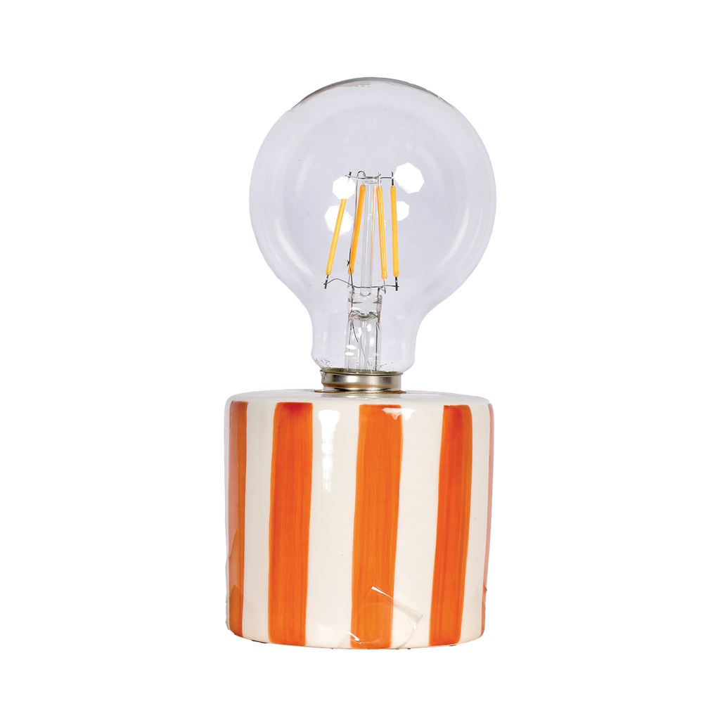 Lampe décorative rayure Orange à piles - D8,8 x H17,5 cm