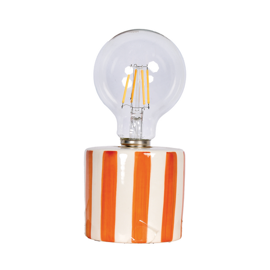 Lampe décorative rayure Orange à piles - D8,8 x H17,5 cm