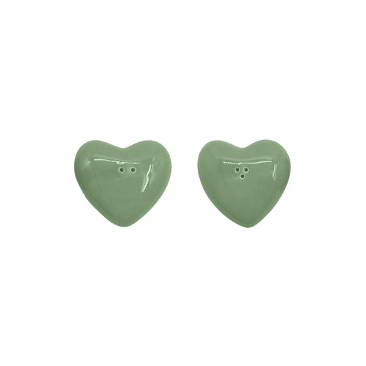 Set de sel et poivre coeur Matcha - 7 x 6,5 cm