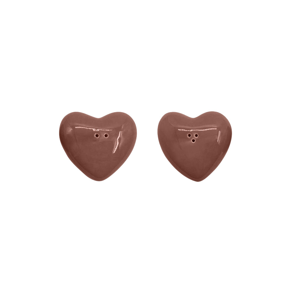 Set de sel et poivre coeur Marron - 7 x 6,5 cm