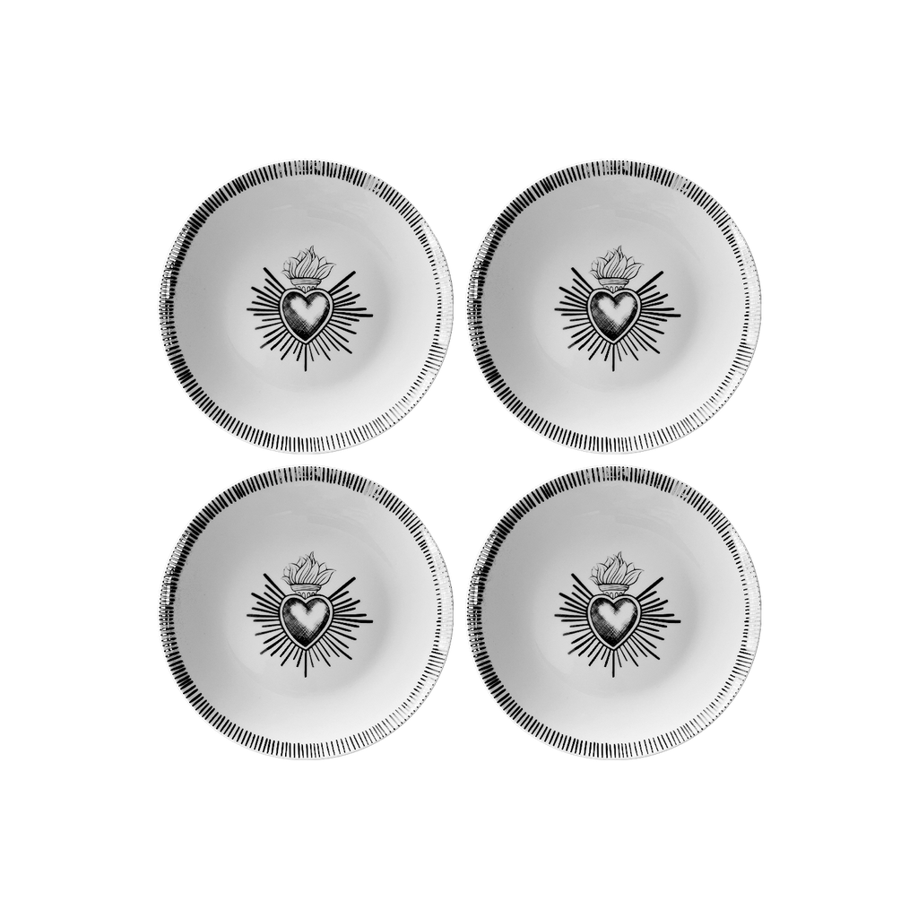 EX VOTO Set de 4 assiettes à dessert noir