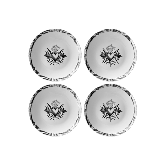 EX VOTO Set de 4 assiettes à dessert noir