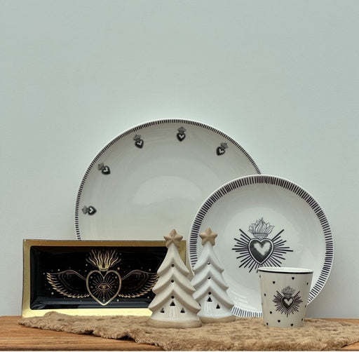 EX VOTO Set de 4 assiettes plates noir