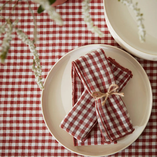 VICKIE Lot de 3 serviettes de table gaze de coton TERRACOTTA