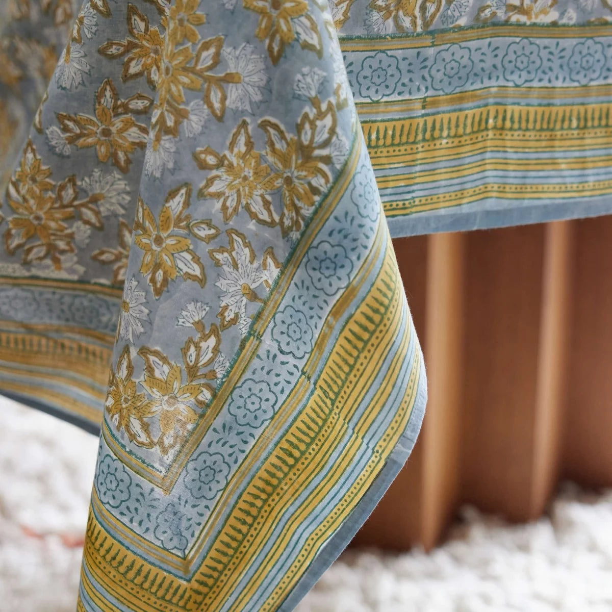 ARYA - Nappe indienne à imprimé floral Jade