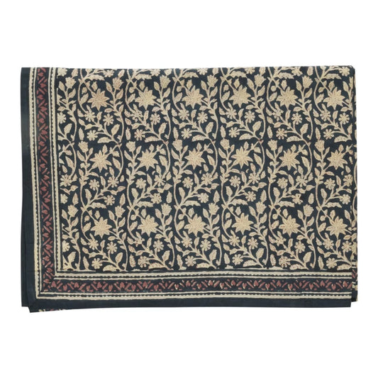 GOA - Nappe indienne à imprimé floral Indigo