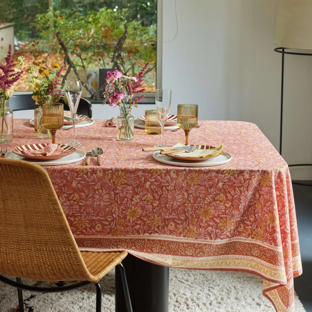 MEERA - Nappe indienne à imprimé floral Auburn
