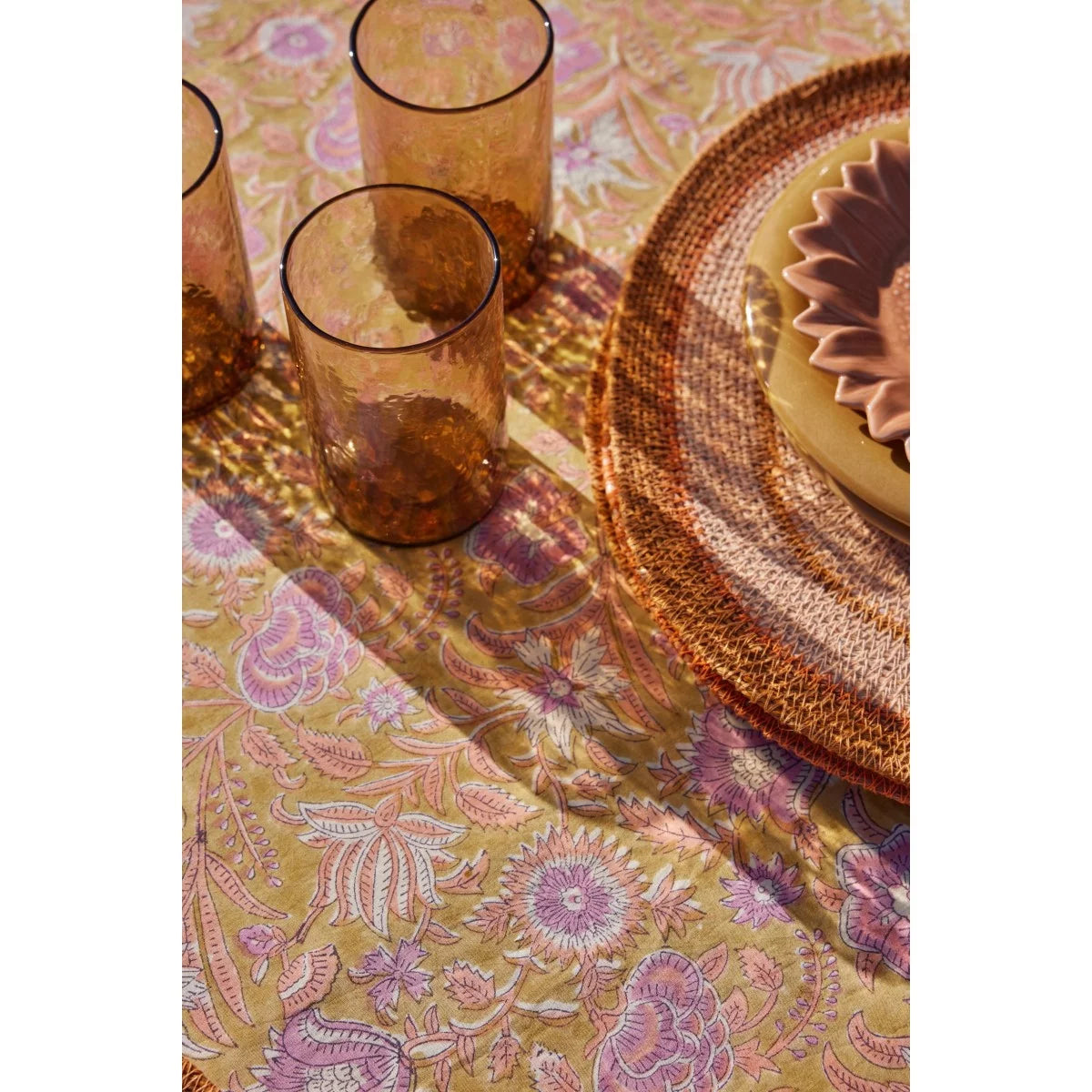 NERHU - Nappe indienne à imprimé floral Kiwi