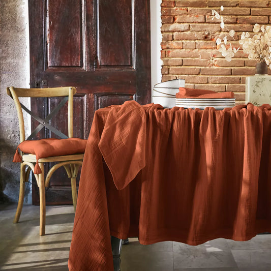 GAIA Nappe gaze de coton Terracotta