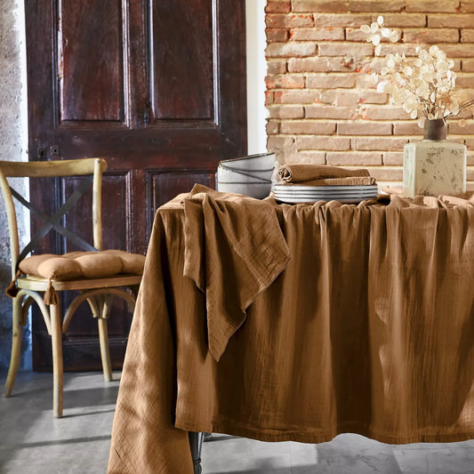 GAIA Nappe gaze de coton Camel