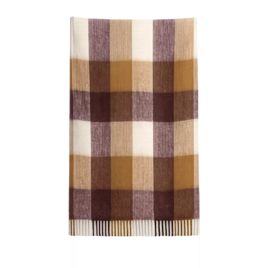 ANVERS PLAID frangé ultra doux Ganache