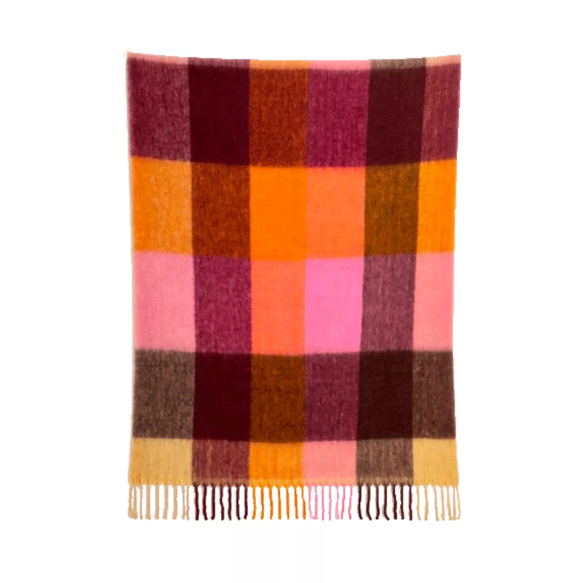 ANVERS PLAID frangé Burgundy