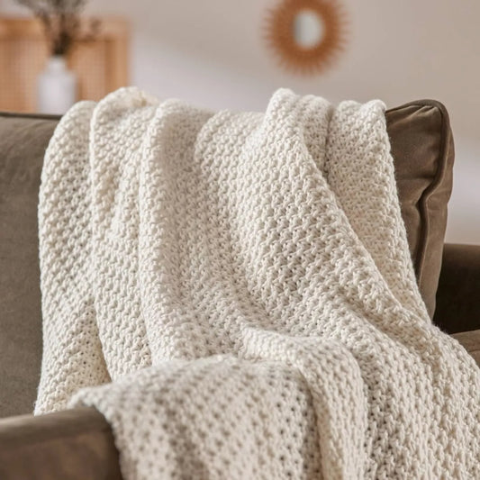 ARIANE Plaid tricot Ivoire