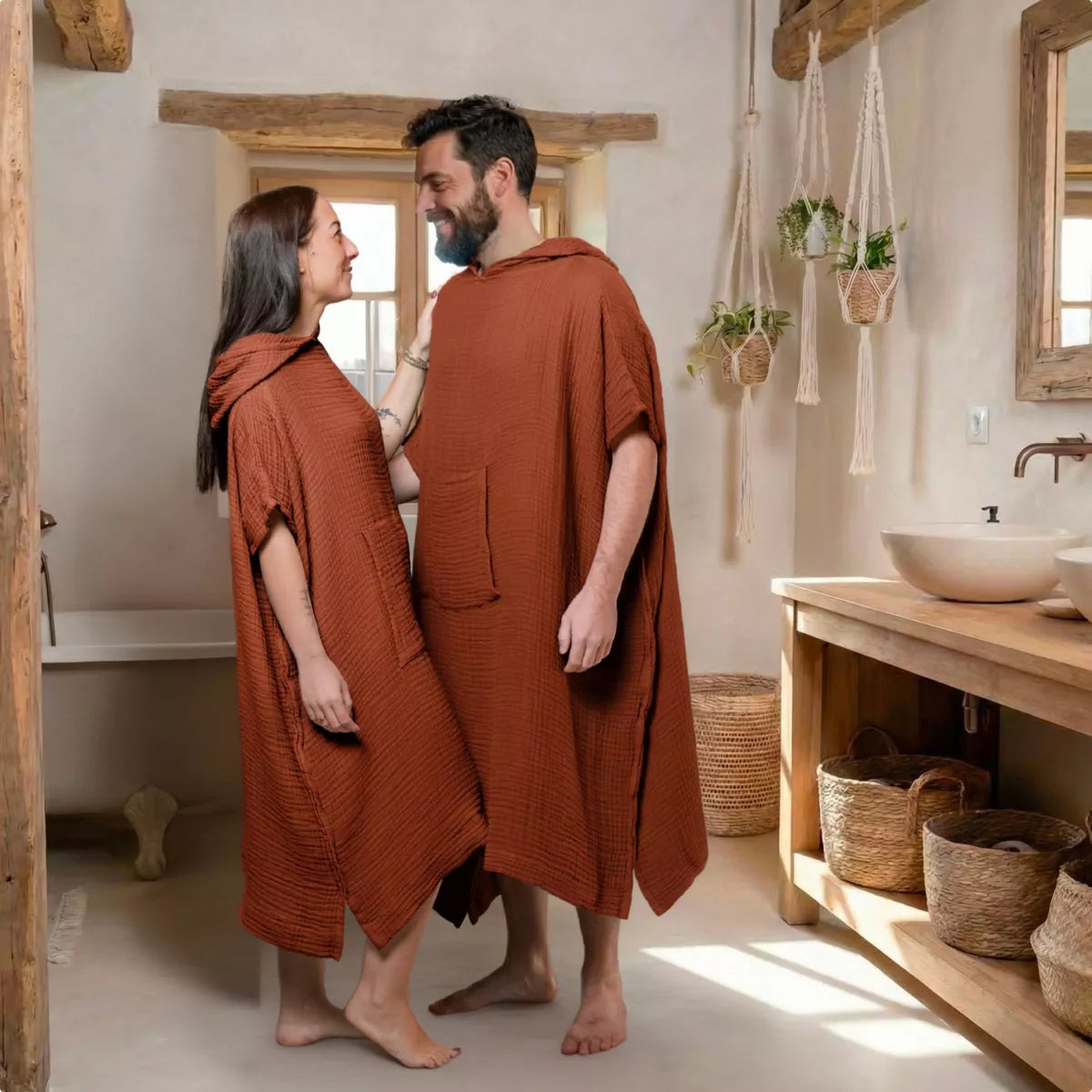 PONCHO Adulte Terracotta