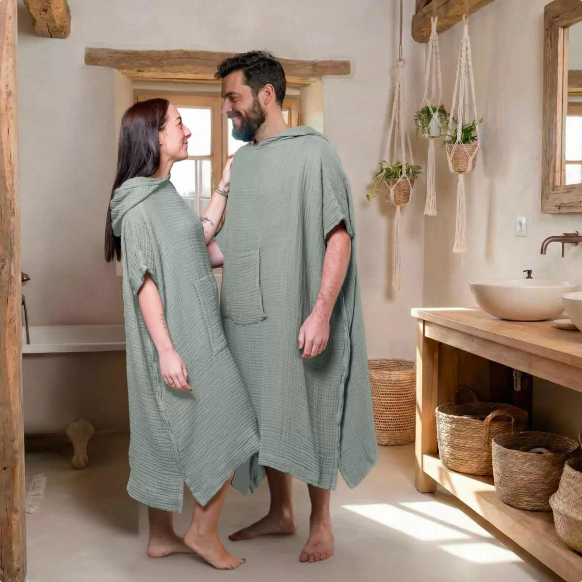 PONCHO Adulte vert eucalyptus céladon