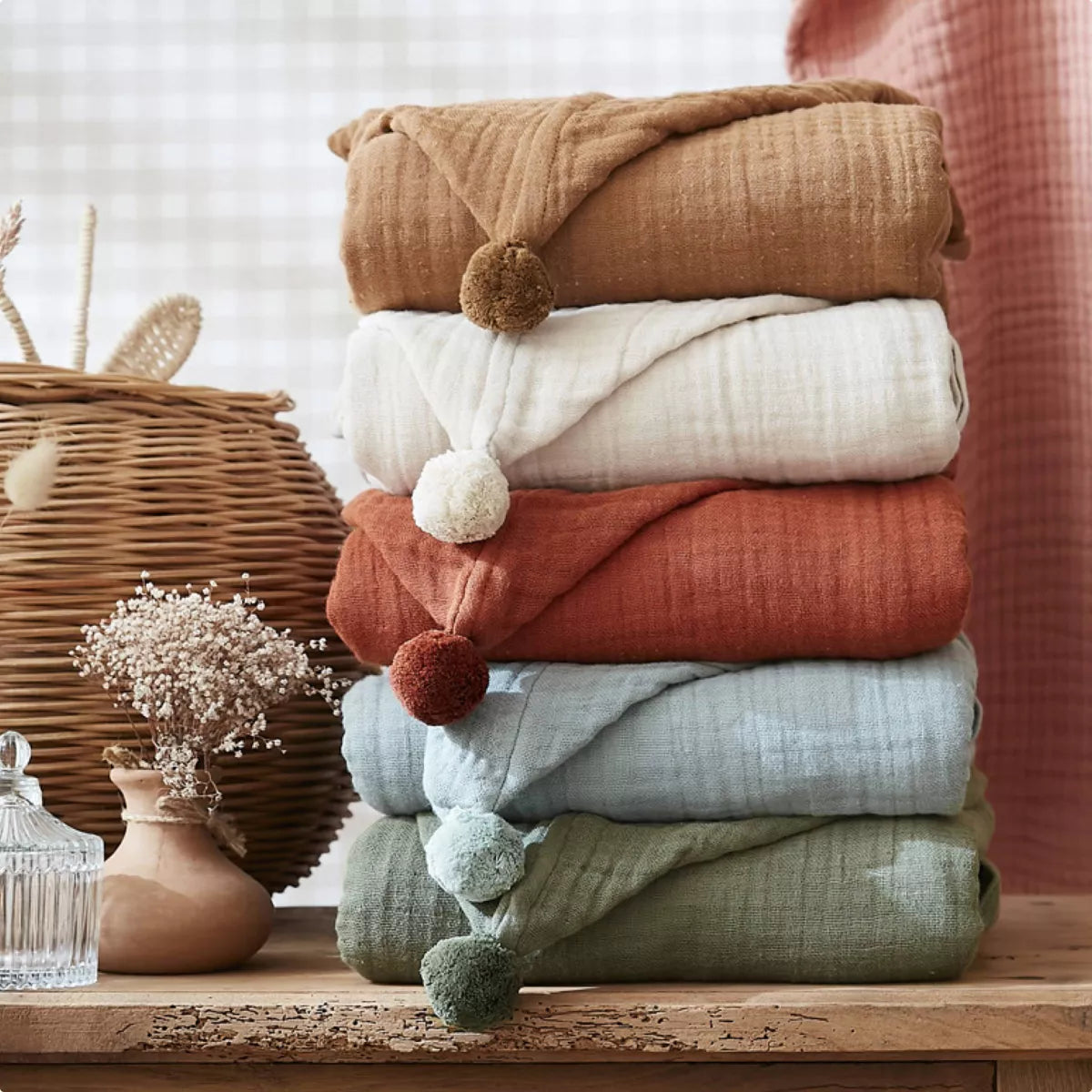 PONCHO de bain enfant gaze de coton 6/10 ans Terracotta