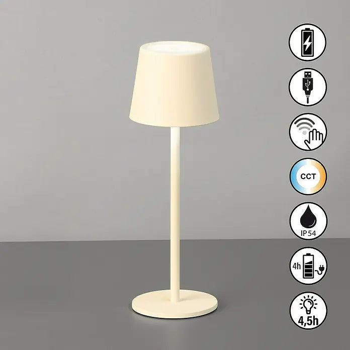 ROXY LAMPE DE TABLE LED - Extérieur métal blanc craie mat H 27,5 cm