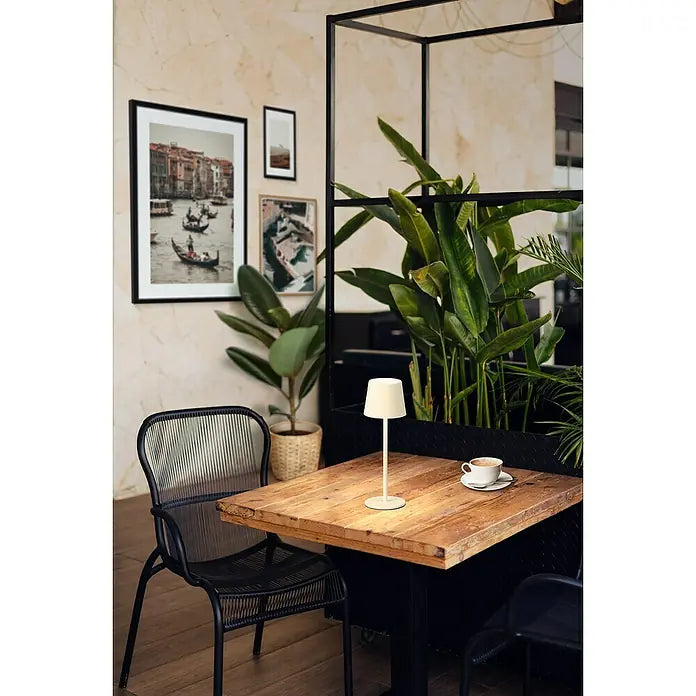 ROXY LAMPE DE TABLE LED - Extérieur métal blanc craie mat H 27,5 cm