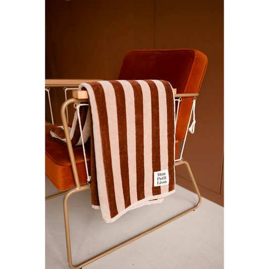 SERVIETTE Rayures marrons et beiges