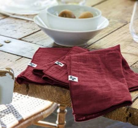 GAIA Lot de 3 serviettes de table gaze de coton (couleurs au choix)