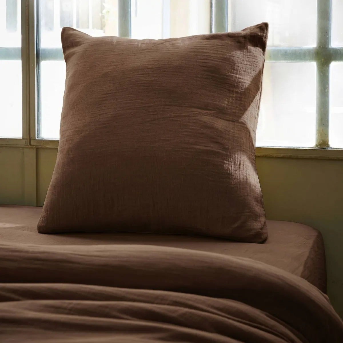 GAIA - Linge de lit gaze de coton Ficelle BRUN