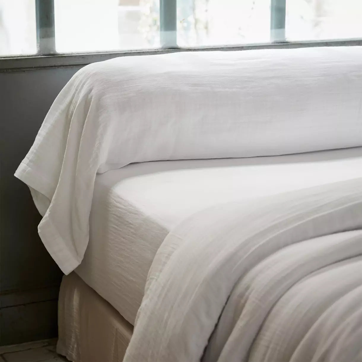 GAIA - Linge de lit gaze de coton Blanc Chantilly