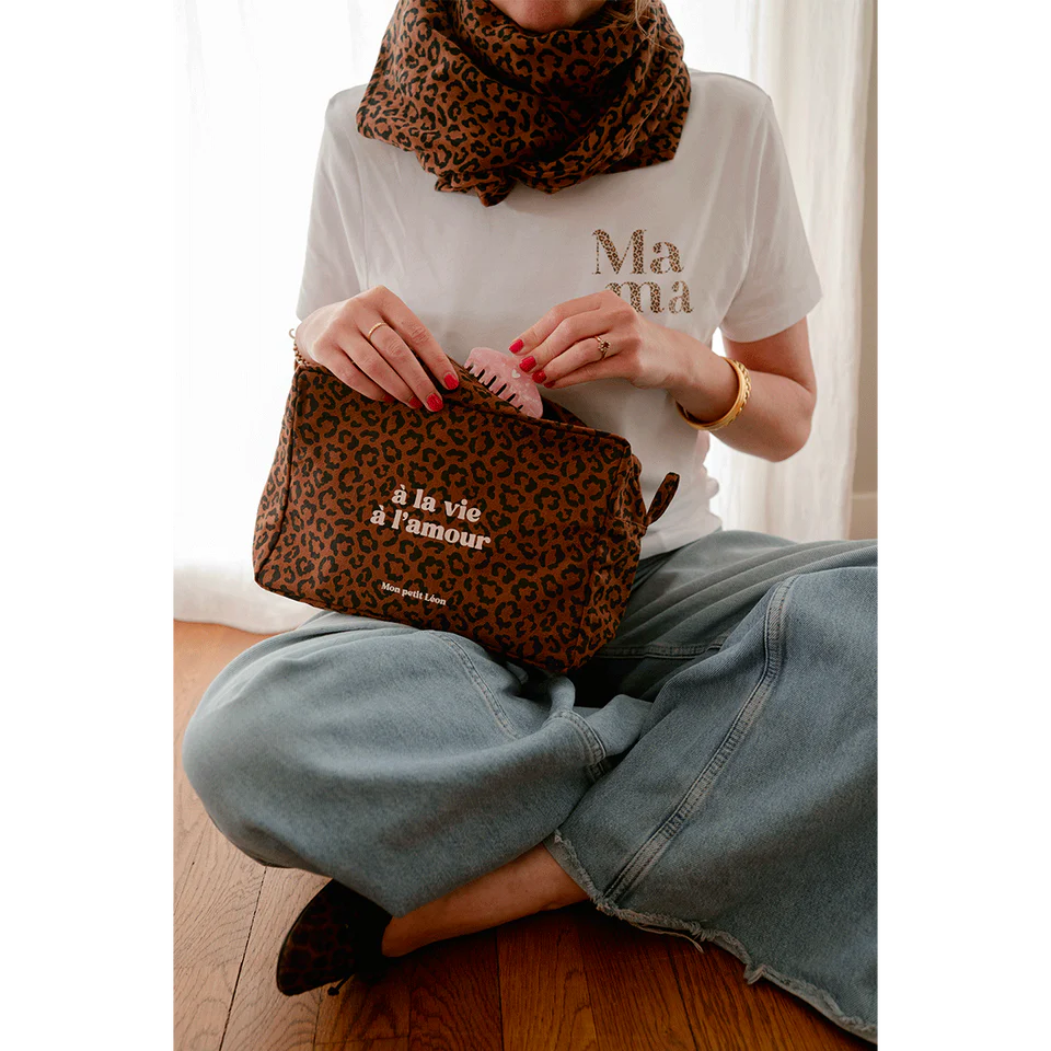 Trousse de Toilette Léopard Foncé, A la vie A l'amour