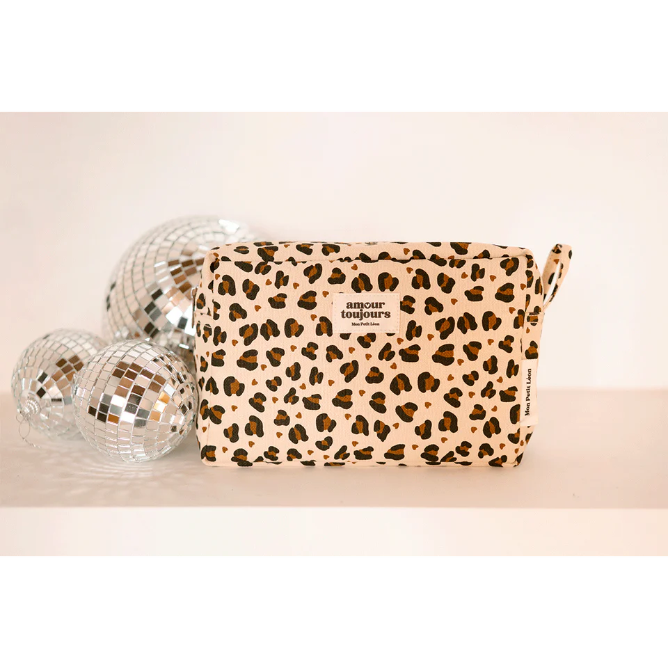 Trousse de Toilette Léopard Coeur, Amour toujours