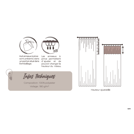 RIDEAU NIA BLANC 140X270