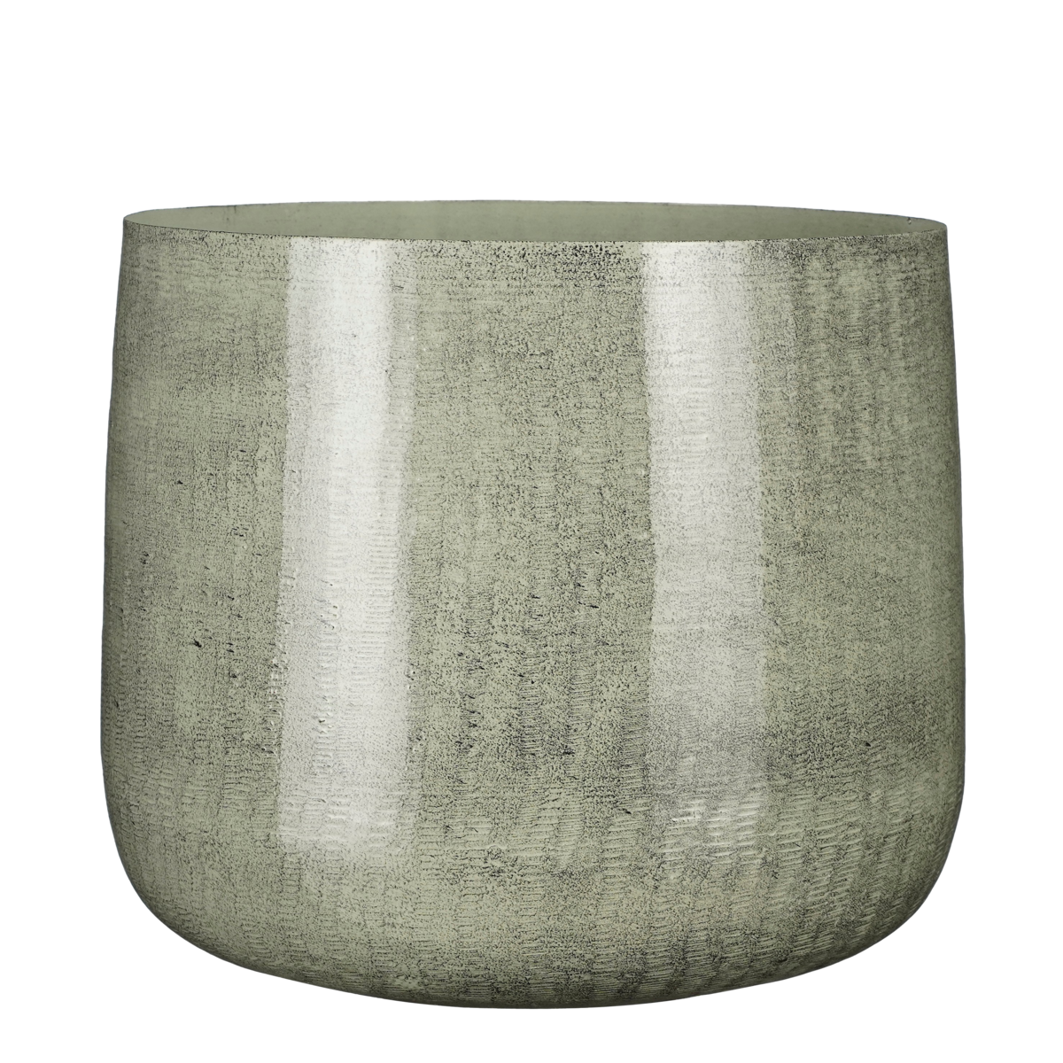 BENSON Pot de fleurs  / H27 x Ø32 cm - Métal - Gris clair