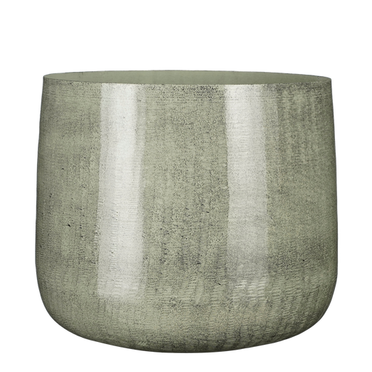 BENSON Pot de fleurs  / H27 x Ø32 cm - Métal - Gris clair