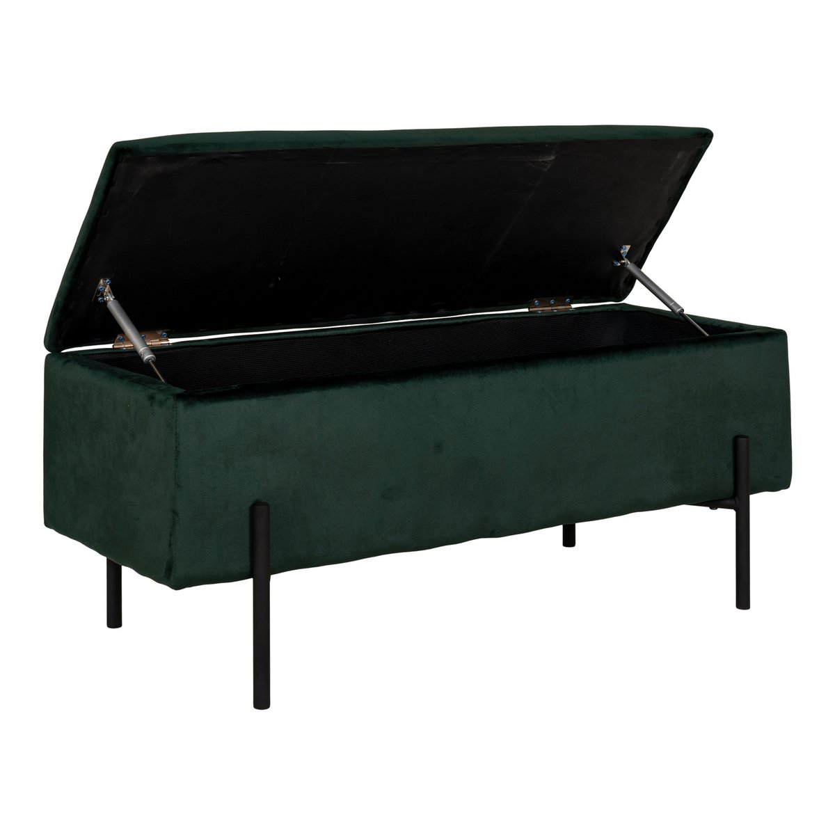 WATFORD Banc coffre rangement vert, pieds noirs