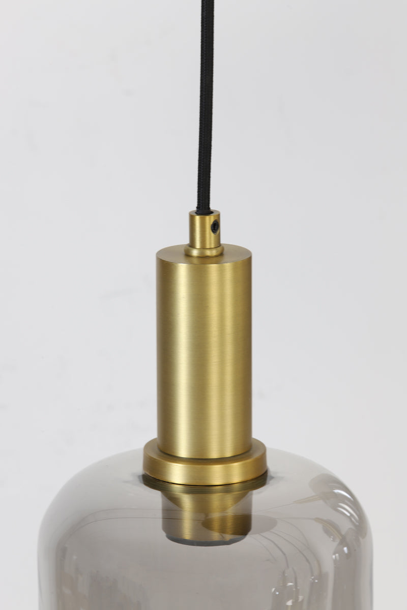 LEKARE suspension bronze et verre fumé (5 lampes)