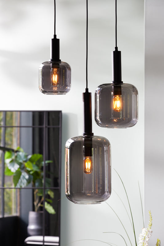 LEKARE suspension noir verre fumé 21X37 cm