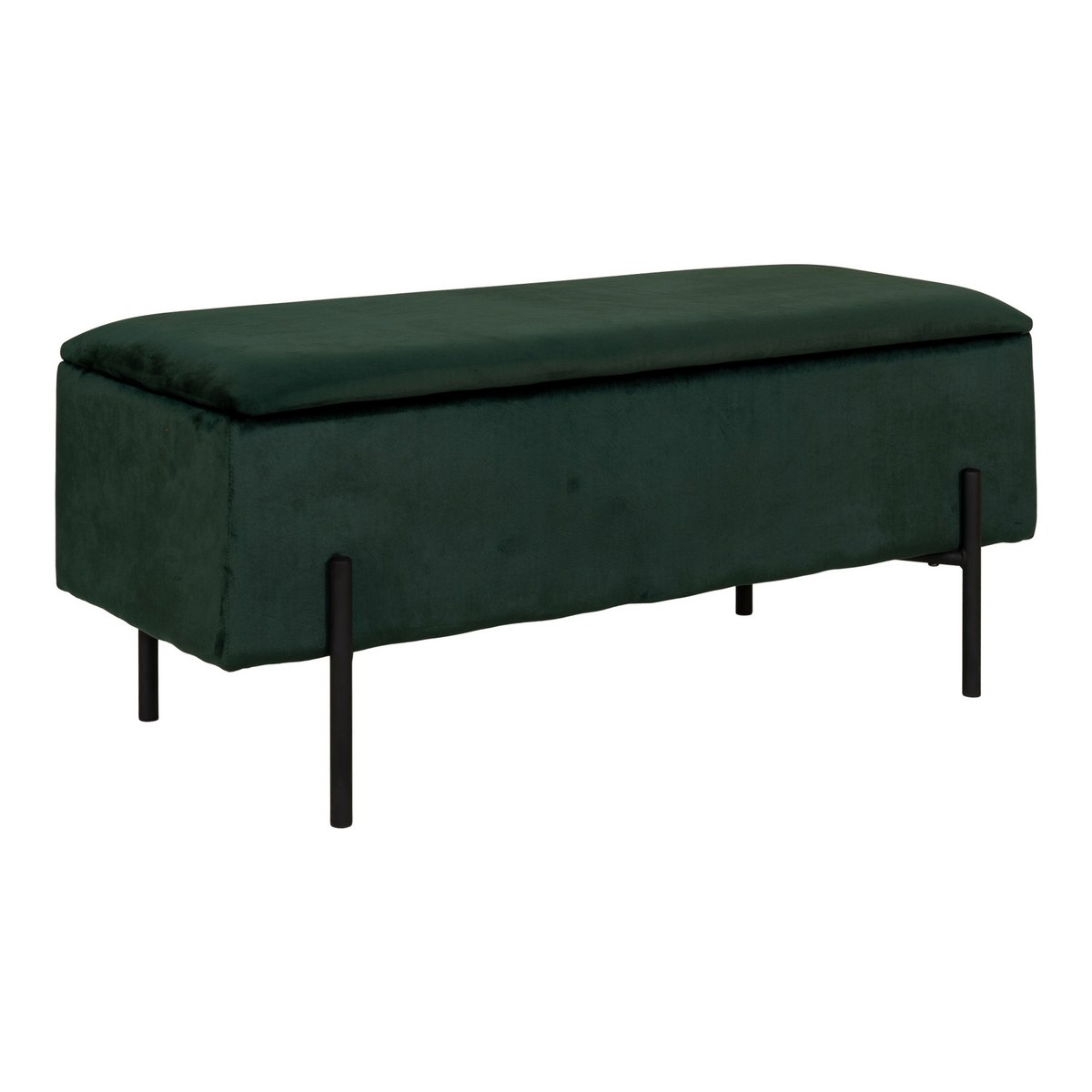 WATFORD Banc coffre rangement vert, pieds noirs